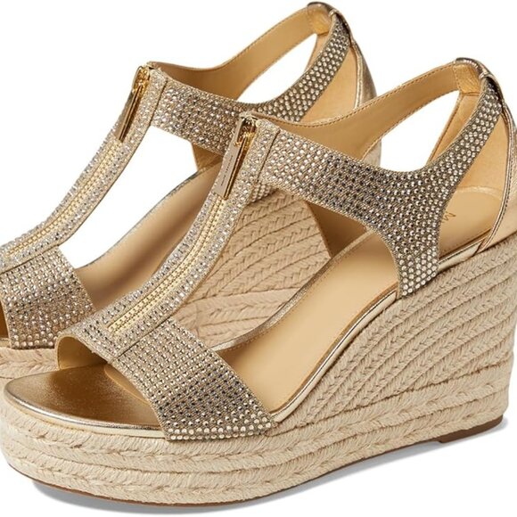 michael kors berkley wedge pale gold